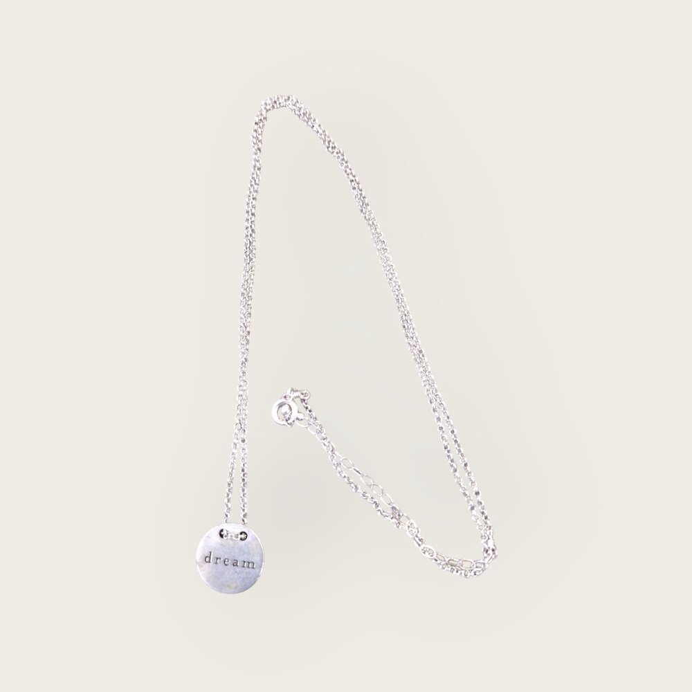 Sterling Silver Disc Dream Inspirational Necklace - Picture 2 of 4